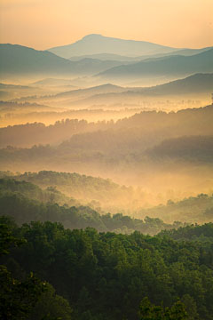 Painterly Blue Ridge Mountains. North Carolina.